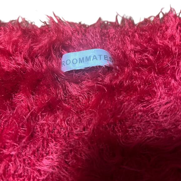Y2k Roommates Red Shaggy Knit Cropped Layered Top Size Large - Picture 5 of 5